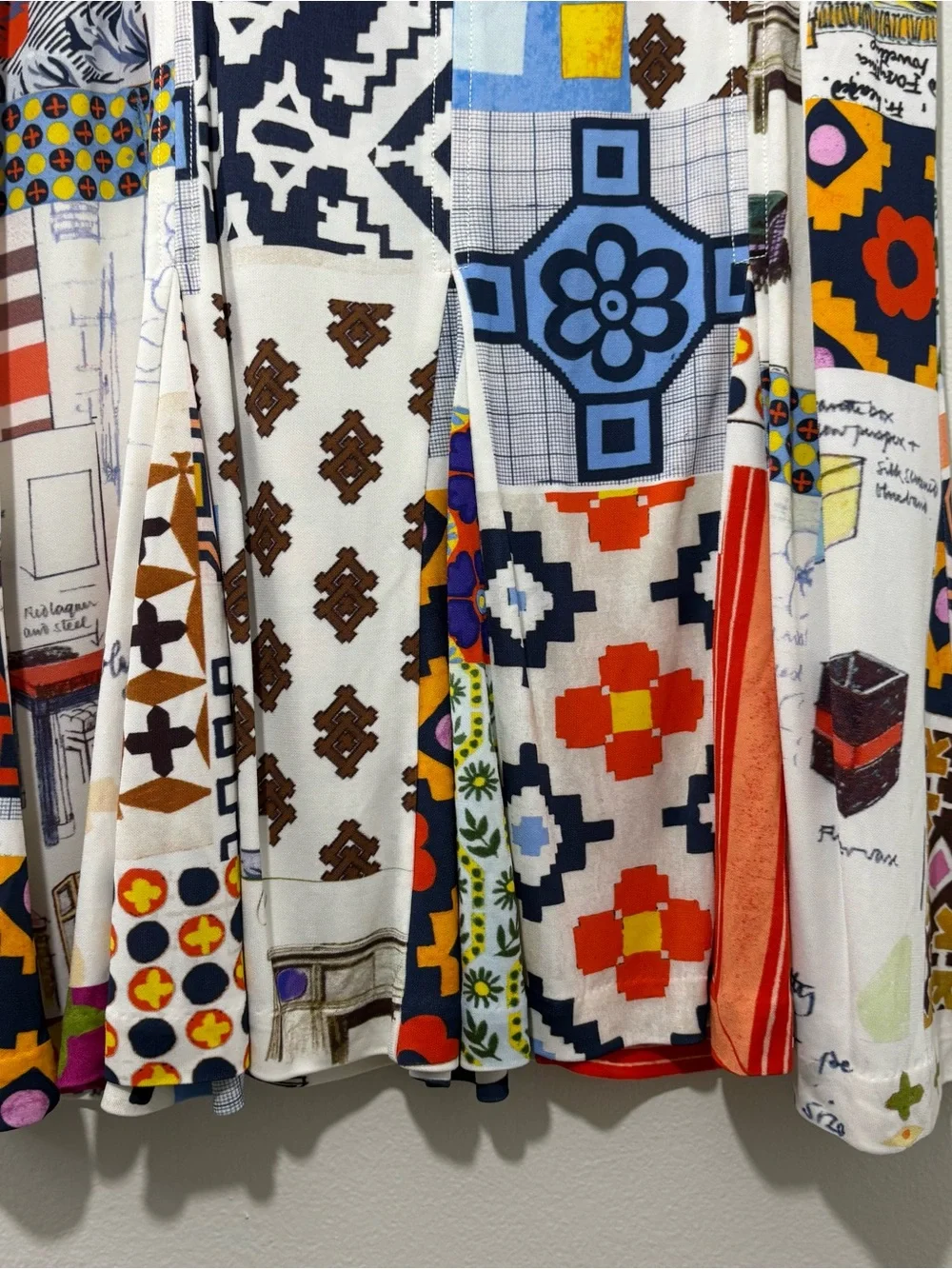 Tory Burch multi color mixed media knee-length flare skirt (small)
